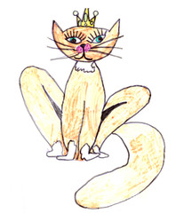 child's drawing ginger cat princess