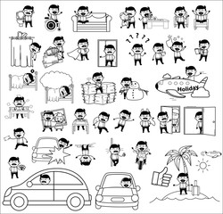 Drawing Art of Indian Man - Set of Concepts Vector illustrations