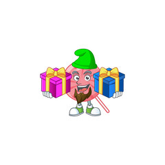 Cute pink round lollipop cartoon mascot style with Tongue out - 315578496