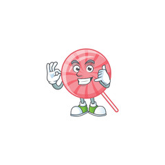 Call me funny pink round lollipop mascot picture style - 315578653