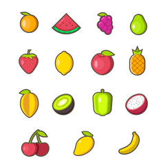 Set of fruit icon and elements. Flat design