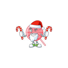 Pink round lollipop Cartoon character in Santa costume with candy - 315578845