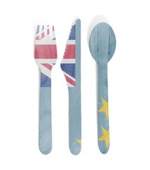 Eco friendly wooden cutlery - Plastic free concept - Flag of Tuvalu