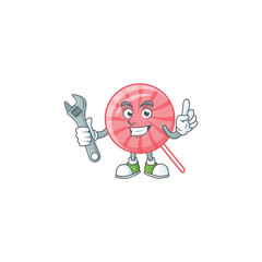 Smart Mechanic pink round lollipop cartoon character design - 315579071