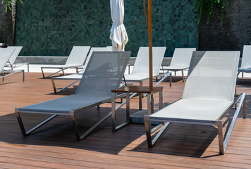 Relaxing pool bed beside the pool