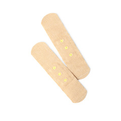 Medical sticking plasters isolated on white. First aid item