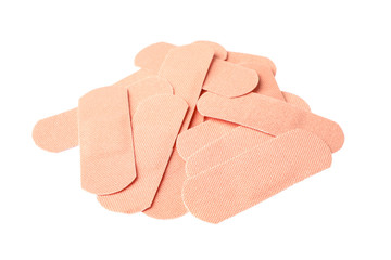 Medical sticking plasters isolated on white. First aid item