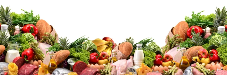 Stof per meter Verse groenten Eten op een witte achtergrond