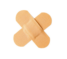 Medical sticking plasters isolated on white. First aid item