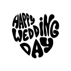 Typography Happy Wedding. Calligraphy Text. Hand Drawn Lettering Sign