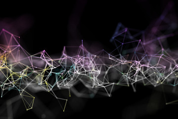 Abstract science background. Molecules technology with polygonal shapes, connecting dots and lines. Big data visualization.  Connection structure concept. 