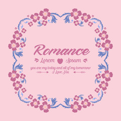 Decorative of romance greeting card, with antique pattern of leaf and floral frame. Vector