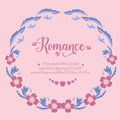 Decorative of romance greeting card, with antique pattern of leaf and floral frame. Vector