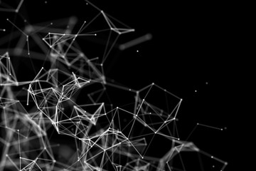 Abstract science background. Molecules technology with polygonal shapes, connecting dots and lines. Big data visualization.  Connection structure concept. 