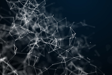 Abstract science background. Molecules technology with polygonal shapes, connecting dots and lines. Big data visualization.  Connection structure concept. 