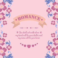 Fototapeta na wymiar Romance Card template, with elegant leaf and floral frame decor. Vector