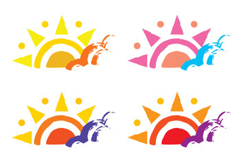 Sun cloud vector logo isolated