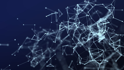 Abstract science background. Molecules technology with polygonal shapes, connecting dots and lines. Big data visualization.  Connection structure concept. 