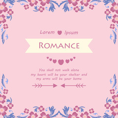 Modern shape of leaf and floral frame, for elegant romance greeting card decor. Vector