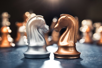 Golden luxury chess piece knight