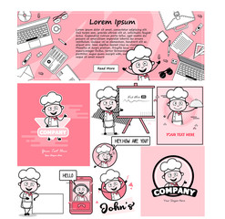 Vintage Cartoon Chef with Template - Set of Concepts Vector illustrations