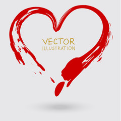 Vector sign of the heart. Hand painted ink element.