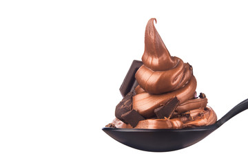 Melted chocolate cream pile