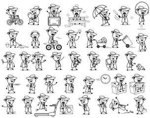 Fototapeta premium Comic Retro Detective Agent Concepts - Collection of Vector illustrations