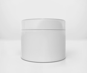 Blank white cosmetic jar mockup with cap, Realistic packaging mockup template, 3d rendering isolated on light background