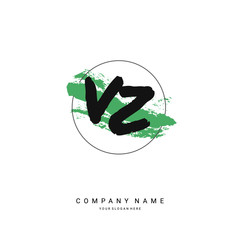 VZ initial letter circle brush template logo