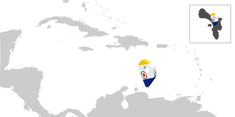 Location Map Bonaire on map Central America. 3d Bonaire flag map marker location pin. High quality map of Bonaire. Antilles. Central America.  Netherlands. Vector illustration EPS10.
