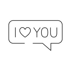 silhouette of speech bubble with heart on white background