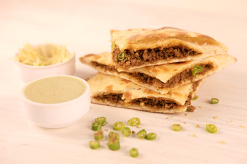 Smoked Minced Meat Stuffed Naan with Green Chillies