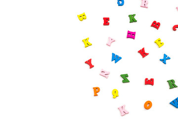 Multicolored letters isolated on a white background.