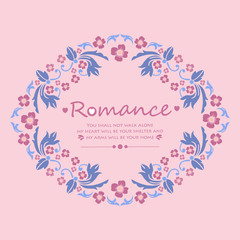 Pink background, with beautiful crowd of leaf and floral frame, for elegant romance invitation card design. Vector