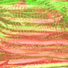 Fototapeta premium Red and green abstract watercolor paint stains background. Colorful hand drawn wallpaper for your design. Bright gouache backdrop.