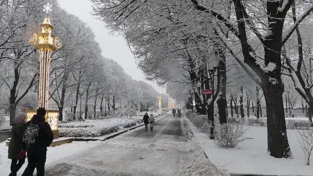 Gorky Park in Moscow in winter