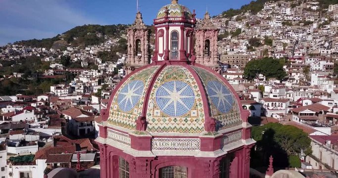 Taxco Mexico by drone on a sunny day.
