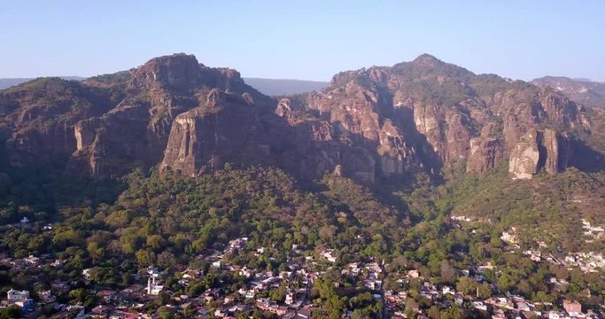 Mexican Town of Tepoztl&aacute;n from the top by drone.