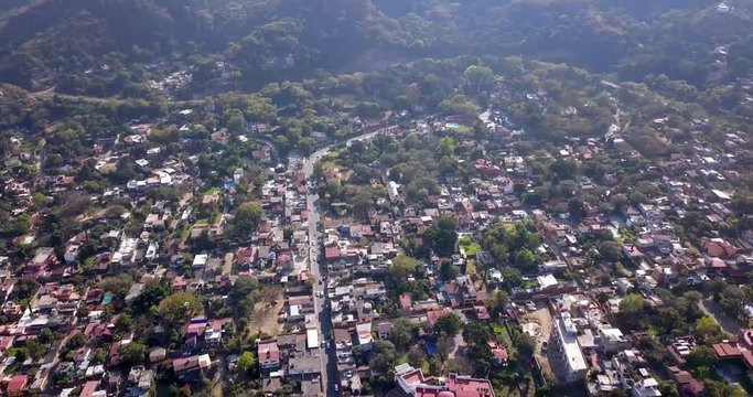 Mexican Town of Tepoztl&aacute;n from the top by drone.