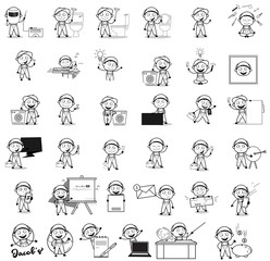 Drawing of Labor Repairman Character - Set of Concepts Vector illustrations