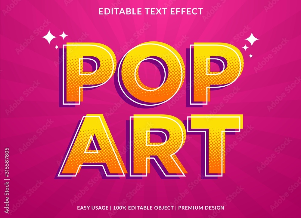 Poster pop art text effect template with retro type style and bold text concept use for brand label and log