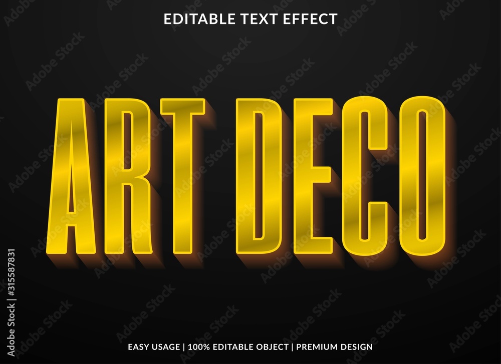 Poster art deco text effect template with retro type style and bold text concept use for brand label and lo