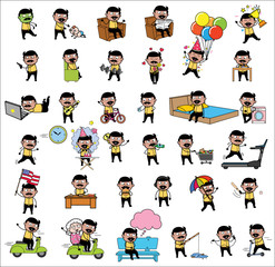 Various Comic Indian Man - Set of Concepts Vector illustrations