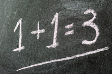 1+1=3 Handwritten With Chalk On A Blackboard