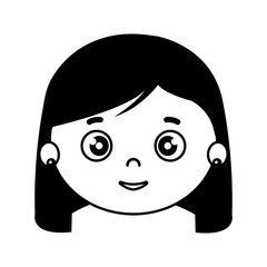 silhouette of head of girl on white background
