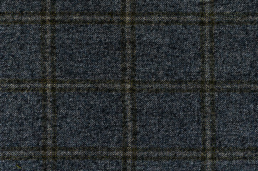Classic elegant blue and grey check wool. Expensive men's suit fabric. Virgin cashmere extra fine. Background Glen plaid (Glenurquhart check) for fashion design. High resolution