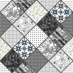 Patchwork retro vintage sealmess pattern check patches elements