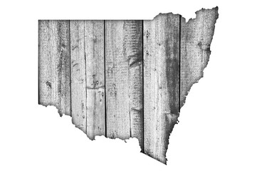 Karte von New South Wales auf verwittertem Holz