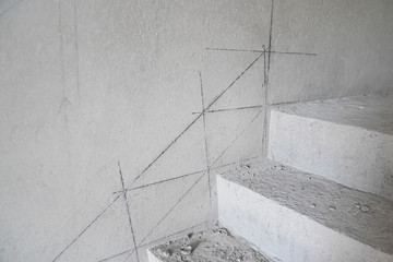 Picture of the internal construction process of the building . Steps to build a house ladder